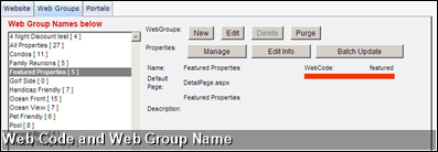 Web Code and Web Group Name